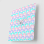 paarse roze aqua blue pastel mermaid scales vierkante klok (Hoek)