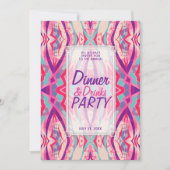 Paarse Roze Aqua Boho Chic Dinner Drinken Party Kaart (Voorkant)