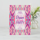Paarse Roze Aqua Boho Chic Dinner Drinken Party Kaart (Staand voorkant)