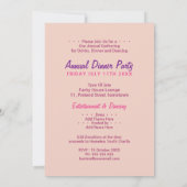 Paarse Roze Aqua Boho Chic Dinner Drinken Party Kaart (Achterkant)