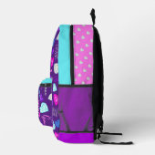 Paarse roze aqua diamond aangepaste naam overal bedrukte rugzak (Rechts)
