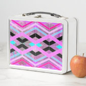 Paarse Roze & Aqua Geometrische Crossing Stripes (In situ)