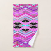 Paarse Roze & Aqua Geometrische Crossing Stripes Bad Handdoek (Handdoek)