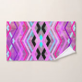 Paarse Roze & Aqua Geometrische Crossing Stripes Bad Handdoek (Handdoek)