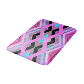 Paarse Roze & Aqua Geometrische Crossing Stripes Badmat (Gekanteld)