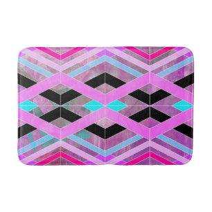 Paarse Roze & Aqua Geometrische Crossing Stripes Badmat