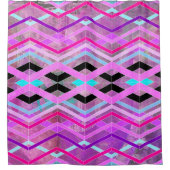 Paarse Roze & Aqua Geometrische Crossing Stripes Douchegordijn (Voorkant)