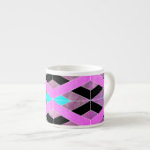 Paarse Roze & Aqua Geometrische Crossing Stripes Espresso Kop (Voorkant rechts)
