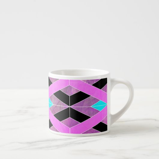 Paarse Roze & Aqua Geometrische Crossing Stripes Espresso Kop (Rechts)