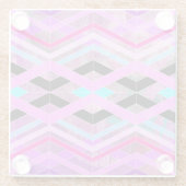 Paarse Roze & Aqua Geometrische Crossing Stripes Glazen Onderzetter (Achterkant)
