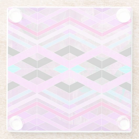 Paarse Roze & Aqua Geometrische Crossing Stripes Glazen Onderzetter (Achterkant)