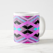 Paarse Roze & Aqua Geometrische Crossing Stripes Grote Koffiekop (Voorkant rechts)