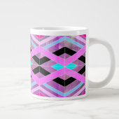 Paarse Roze & Aqua Geometrische Crossing Stripes Grote Koffiekop (Rechts)