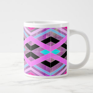 Paarse Roze & Aqua Geometrische Crossing Stripes Grote Koffiekop