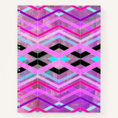 Paarse Roze & Aqua Geometrische Crossing Stripes Notitieboek (Voorkant)