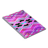 Paarse Roze & Aqua Geometrische Crossing Stripes Notitieboek (Rechterzijde)