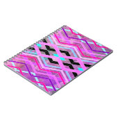 Paarse Roze & Aqua Geometrische Crossing Stripes Notitieboek (Linkerzijde)