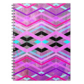 Paarse Roze & Aqua Geometrische Crossing Stripes Notitieboek (Voorkant)