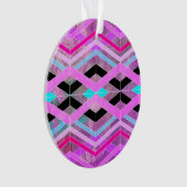 Paarse Roze & Aqua Geometrische Crossing Stripes Ornament (voorkant)