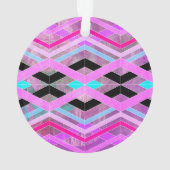 Paarse Roze & Aqua Geometrische Crossing Stripes Ornament (achterkant)