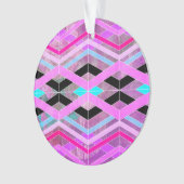 Paarse Roze & Aqua Geometrische Crossing Stripes Ornament (voorkant)
