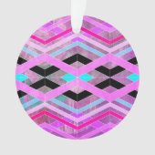 Paarse Roze & Aqua Geometrische Crossing Stripes Ornament (voorkant)