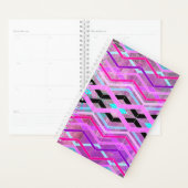 Paarse Roze & Aqua Geometrische Crossing Stripes Planner (Display)
