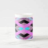 Paarse Roze & Aqua Geometrische Crossing Stripes Porselein Kop (Voorkant)