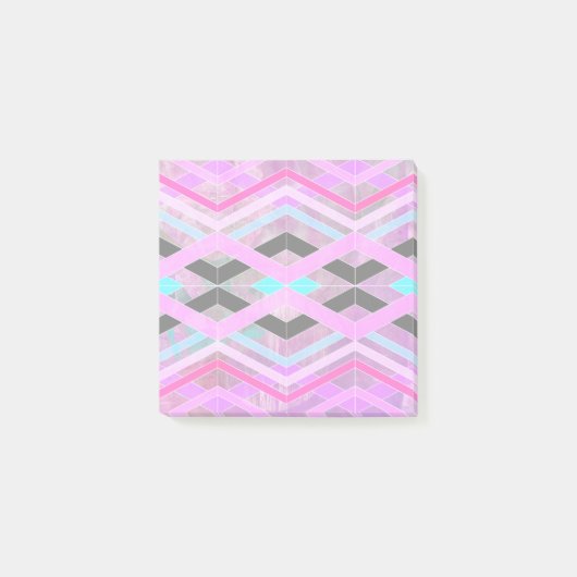 Paarse Roze & Aqua Geometrische Crossing Stripes Post-it® Notes (Voorkant)