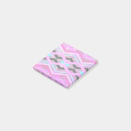 Paarse Roze & Aqua Geometrische Crossing Stripes Post-it® Notes (Schuin)