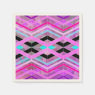 Paarse Roze & Aqua Geometrische Crossing Stripes Servet