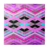 Paarse Roze & Aqua Geometrische Crossing Stripes Tegeltje (Voorkant)