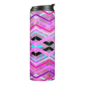 Paarse Roze & Aqua Geometrische Crossing Stripes Thermosbeker (Gedraaid links)