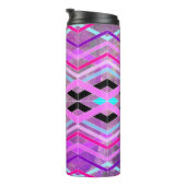 Paarse Roze & Aqua Geometrische Crossing Stripes Thermosbeker (Geroteerd rechts)