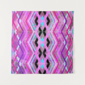 Paarse Roze & Aqua Geometrische Crossing Stripes Wandkleed (Voorkant (horizontaal))