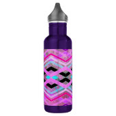 Paarse Roze & Aqua Geometrische Crossing Stripes Waterfles (Links)