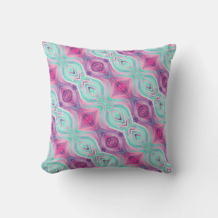 Paarse roze Aqua Patroon Omkeerbare Boho Kussen