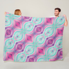Paarse roze Aqua Pattern Boho Fleece Deken