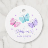 Paarse Roze Aqua Vlinders Baby shower Bedankjes Labels (Voorkant)