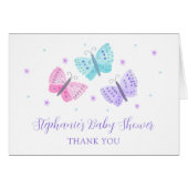 Paarse Roze Aqua Vlinders Baby shower Dank u (Voorkant Horizontaal)