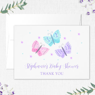 Paarse Roze Aqua Vlinders Baby shower Dank u