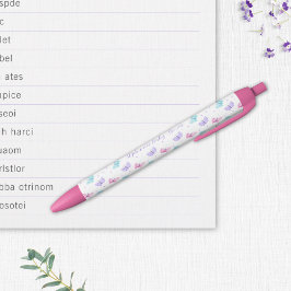 Paarse Roze Aqua Vlinders Baby shower Zwarte Inkt Pen