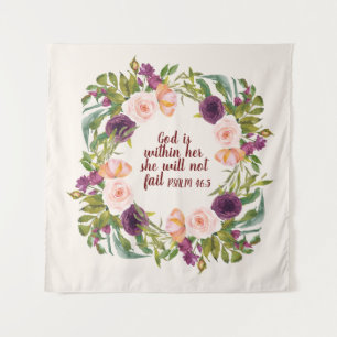 Paarse Roze Aquarel Bloemendecor Christelijke Bijb Wandkleed