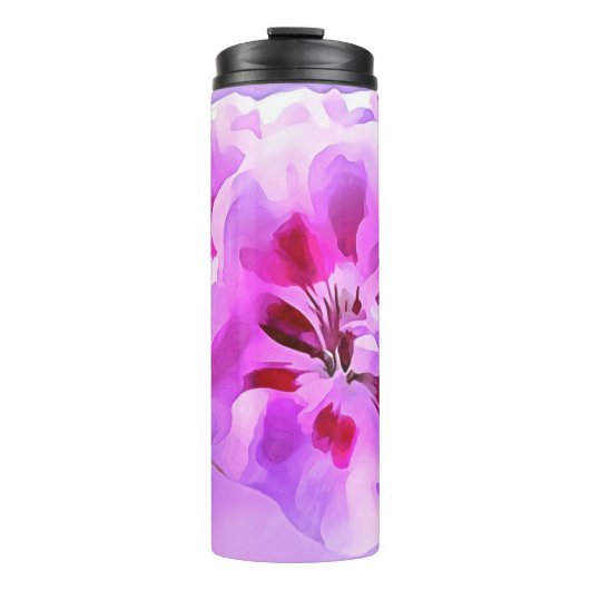 Paarse Roze Aquarel Hibiscus Thermosbeker (Voorkant)