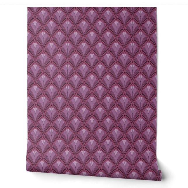 Paarse Roze Art Deco Geometrisch Patroon Behang (Afrollen)