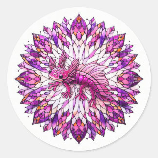 Paarse roze axolotl ronde sticker