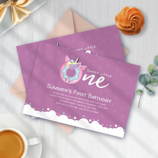 Paarse roze baby meisje lief een 1e verjaardag don kaart