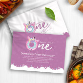 Paarse roze baby meisje lief een 1e verjaardag don kaart