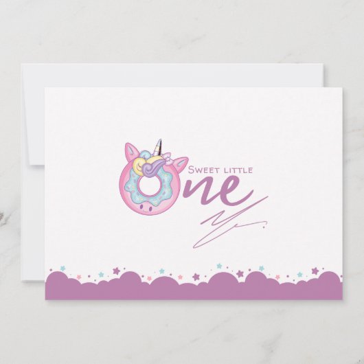 Paarse roze baby meisje lief een 1e verjaardag don kaart (Achterkant)