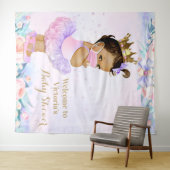 Paarse roze Baby met Baby shower XL achtergrond Wandkleed (In Situ (horizontaal))